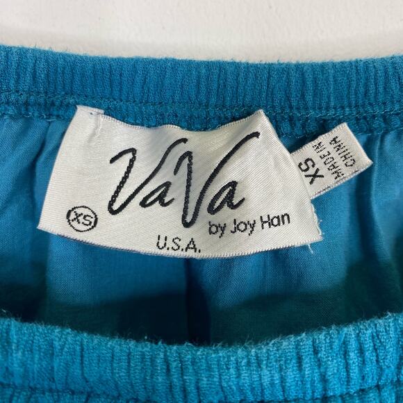 VAVA Floral Embroidered Dress Teal Blue Bell Sleeve Sz XS Beach Summer Tropical - Picture 5 of 9